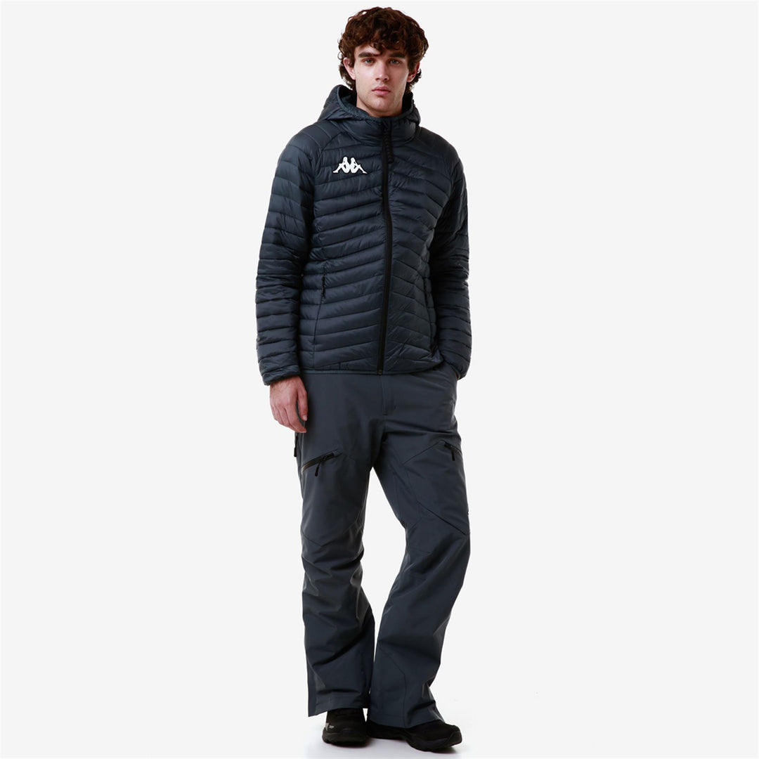 Grey Black Men's Quilted Ski Jacket with Water Protection 01