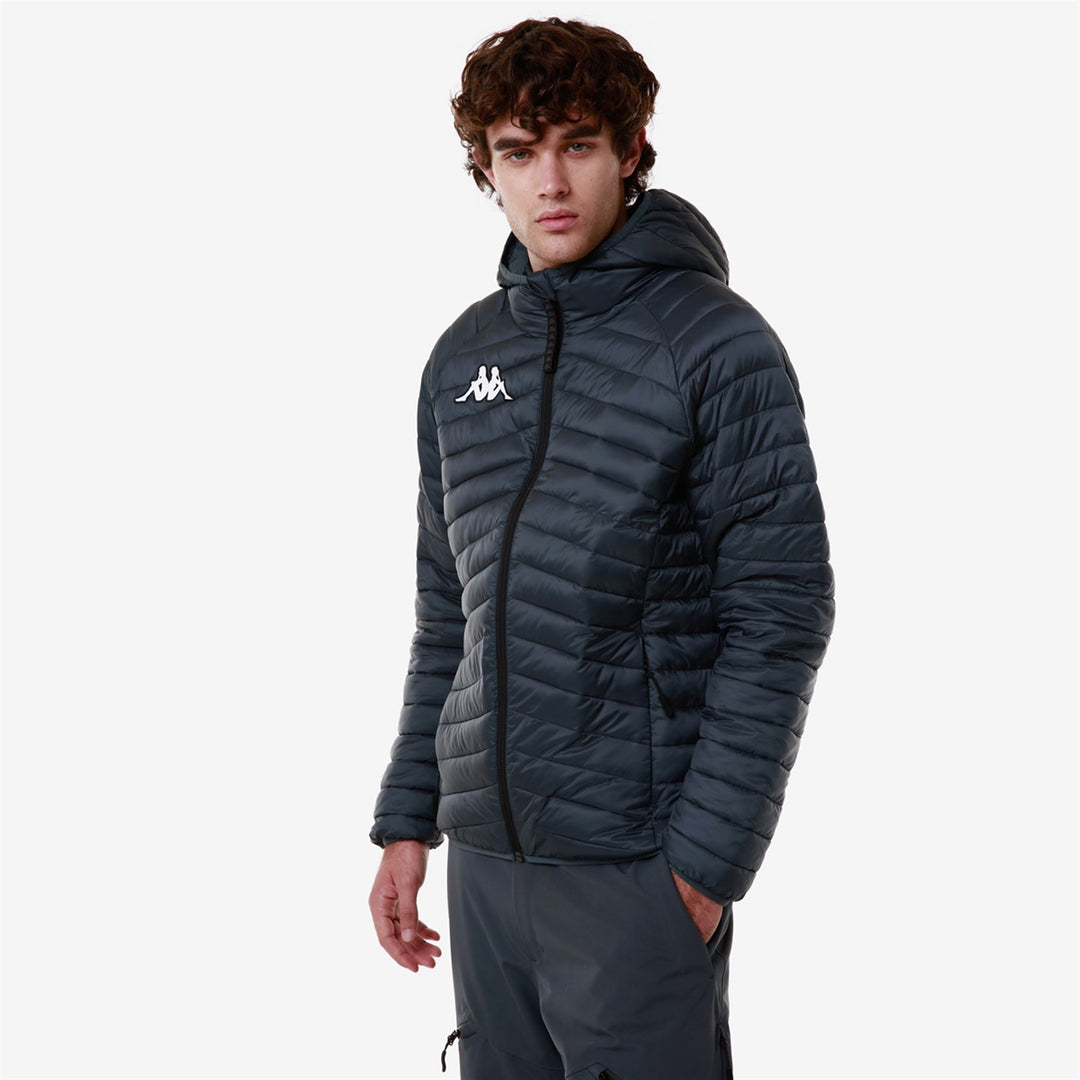 Grey Black Men's Quilted Ski Jacket with Water Protection main