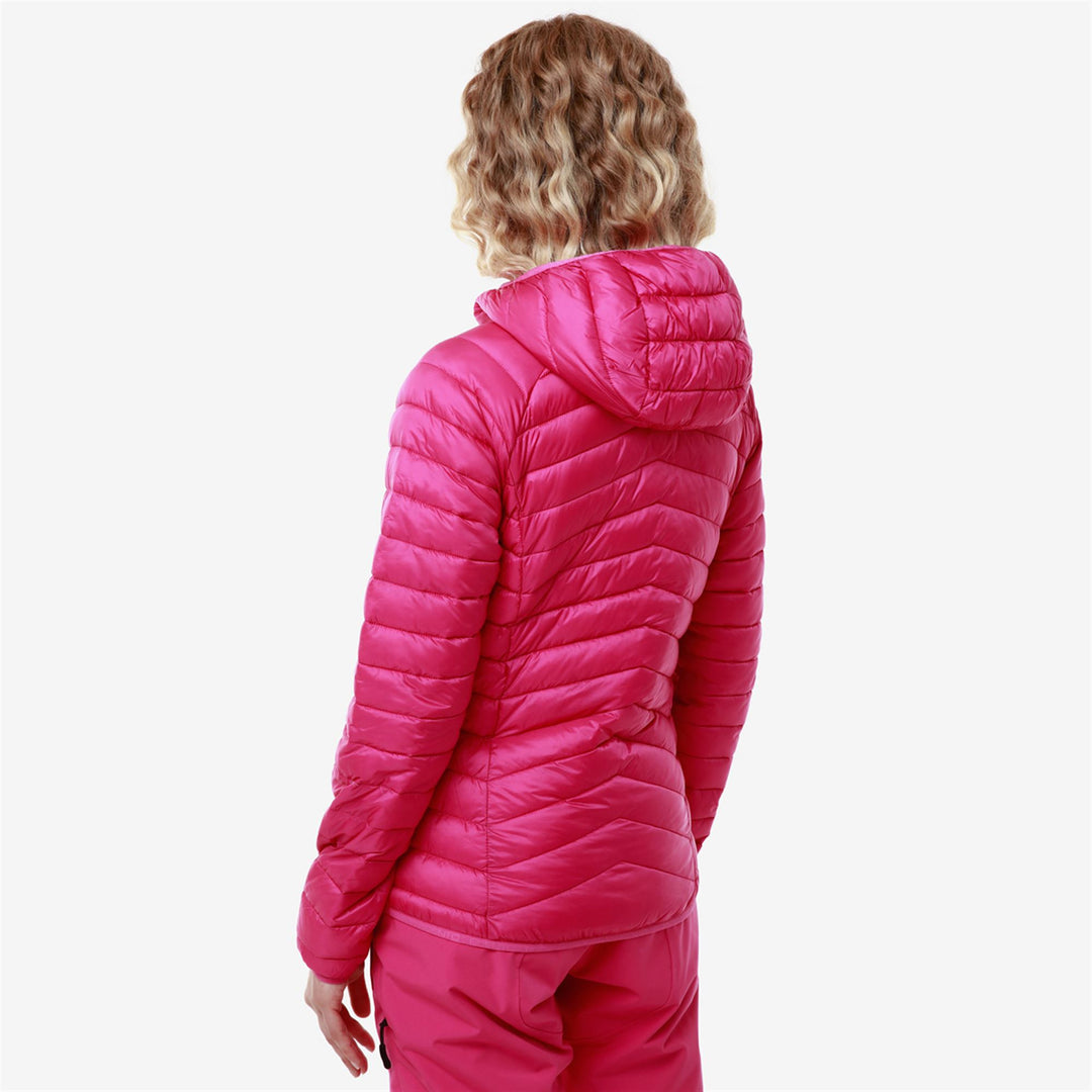 Veste de ski matelassée slim fit pour femme, couleur fuchsia, avec isolation Primaloft main