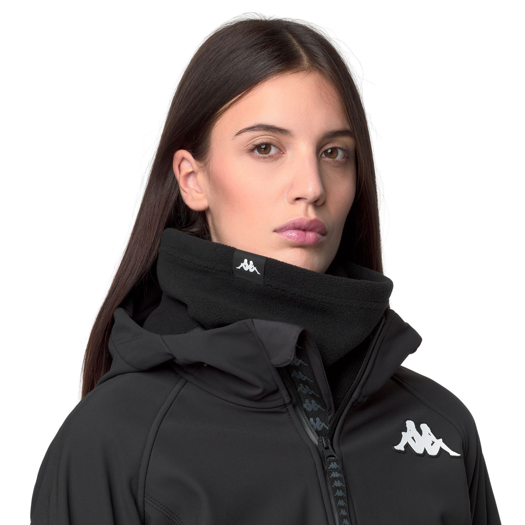 Bufanda de cuello alto unisex de tejido polar negro 01