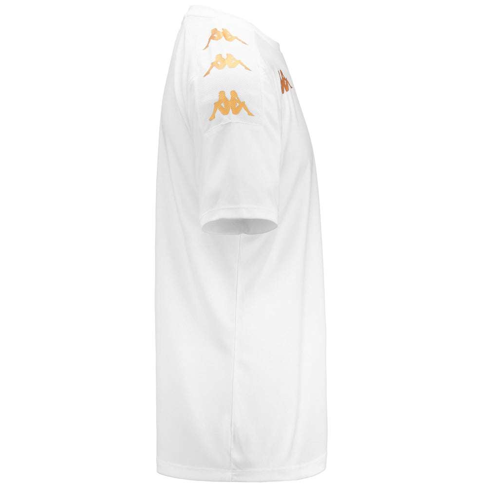 White Men's Slim Fit Soccer Training Shirt in Interlock Fabric 02