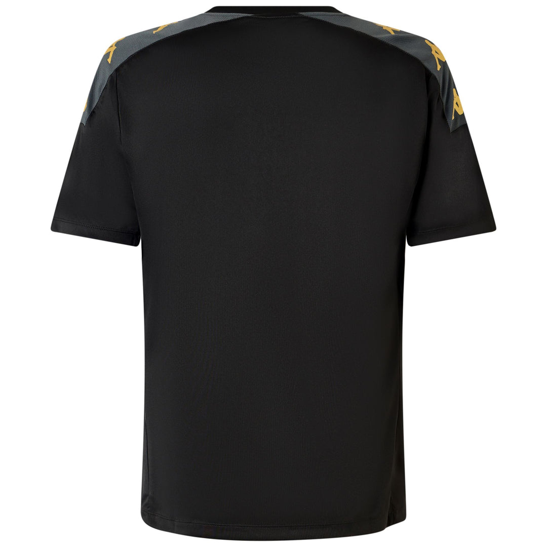 Black Men's Slim Fit Soccer Shirt in Interlock and Mesh Fabric main