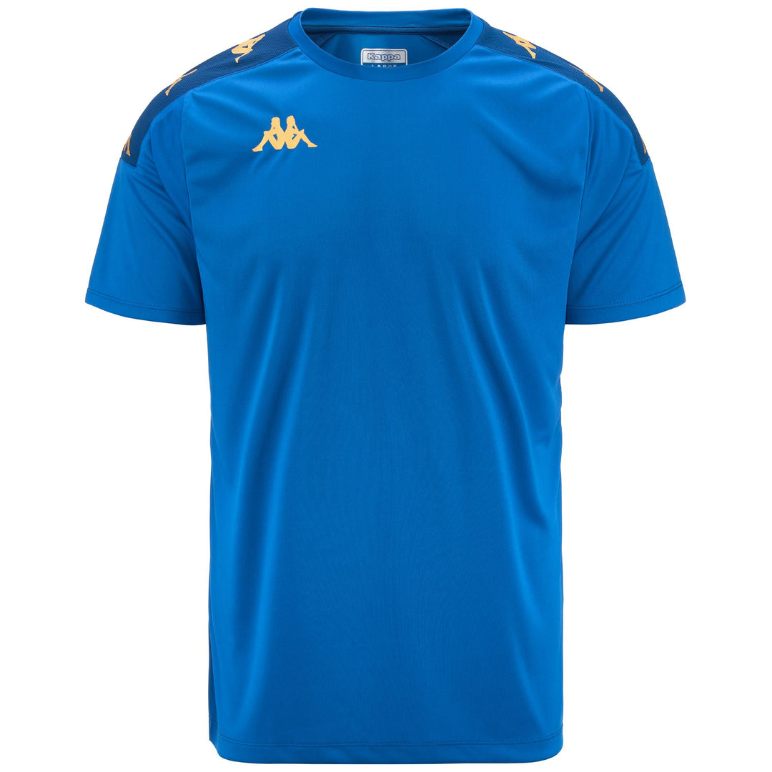 Blue Men's Slim Fit Soccer Training Shirt in Interlock and Mesh Fabric 01