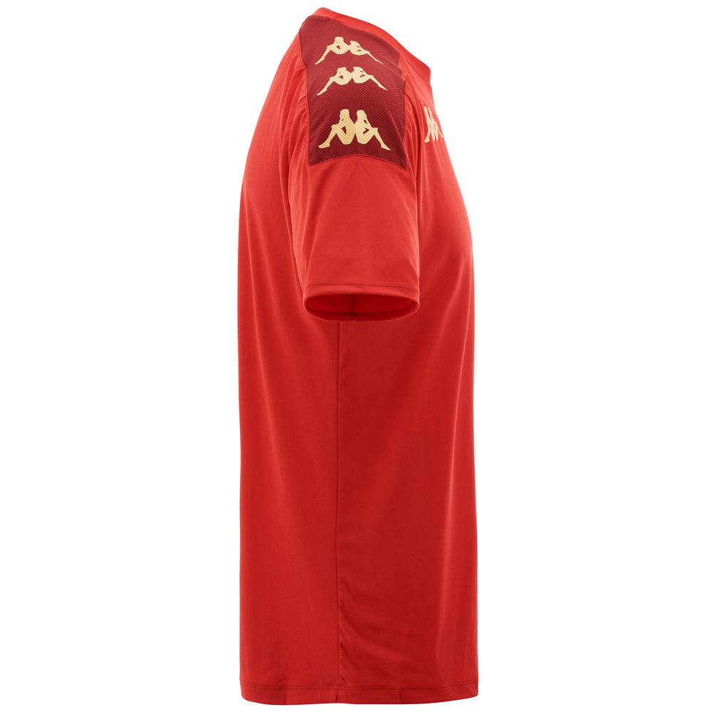 Camiseta para fútbol roja para hombre de corte ajustado en tejido interlock 02