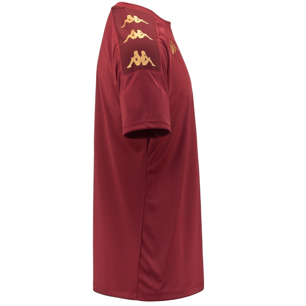 Camiseta roja de entrenamiento de fútbol para hombre en interlock y malla con corte ajustado 02