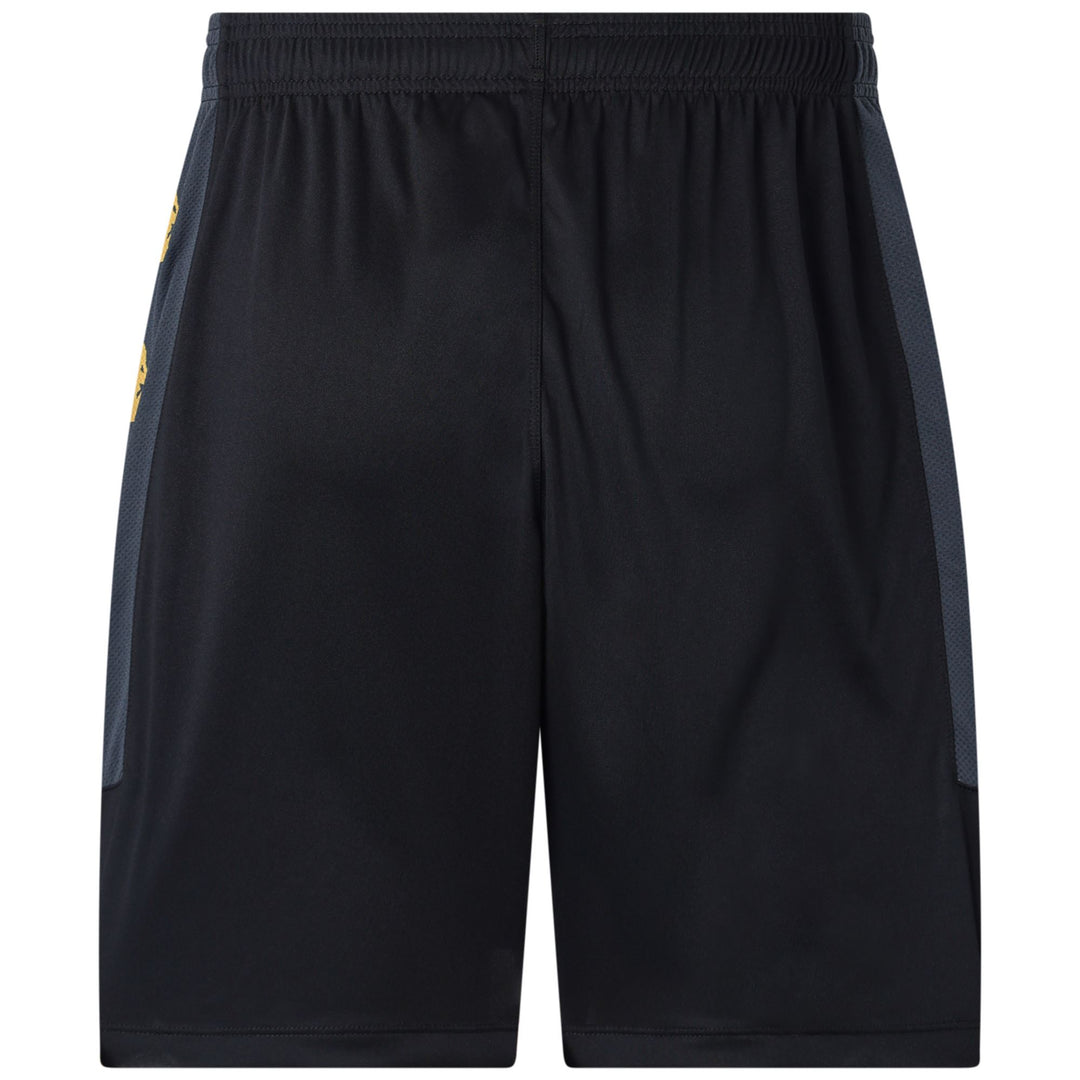 Black Men's Slim Fit Soccer Shorts in Interlock and Mesh Fabric main
