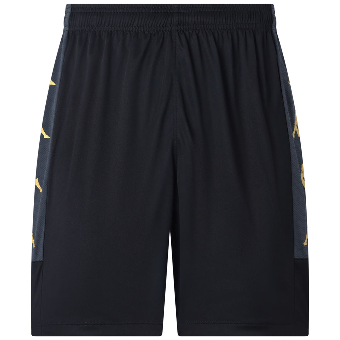 Black Men's Slim Fit Soccer Shorts in Interlock and Mesh Fabric 01