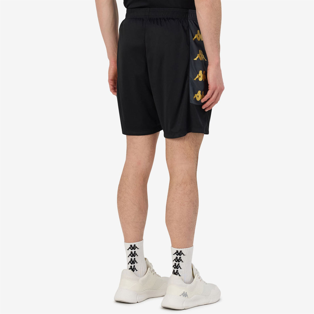 Black Men's Slim Fit Soccer Shorts in Interlock and Mesh Fabric main