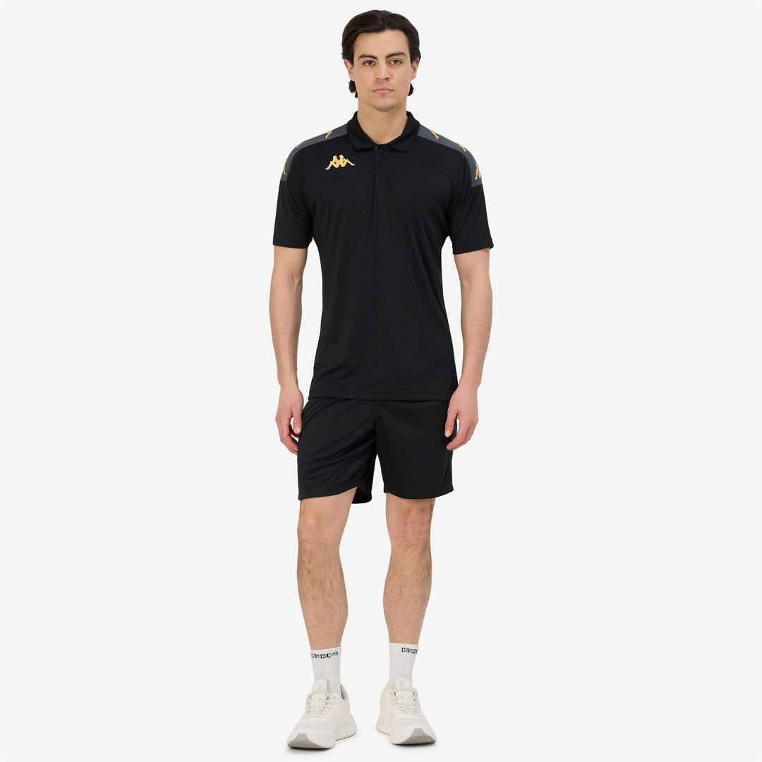 Black Men's Slim Fit Soccer Shorts in Interlock and Mesh Fabric main