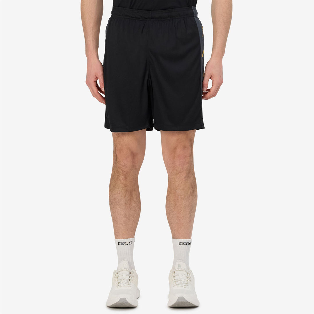 Black Men's Slim Fit Soccer Shorts in Interlock and Mesh Fabric main