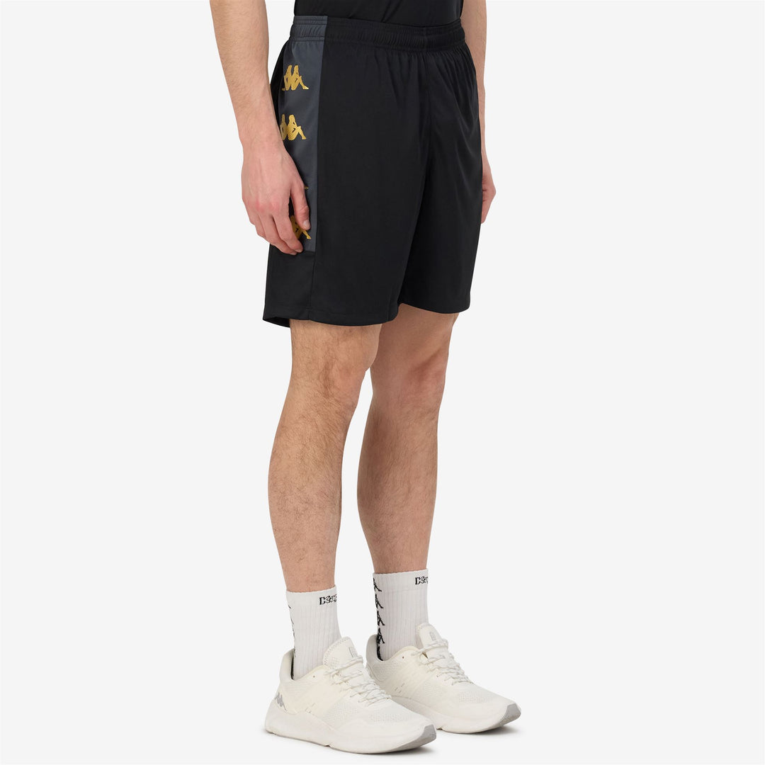 Black Men's Slim Fit Soccer Shorts in Interlock and Mesh Fabric main