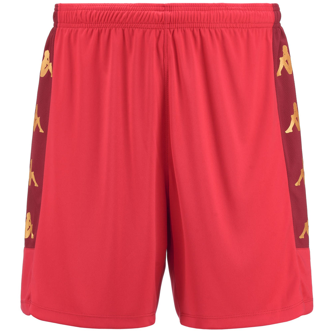 Red Men's Slim Fit Soccer Shorts in Interlock and Mesh Fabric 01