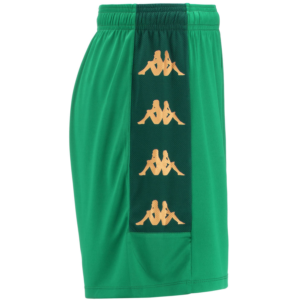 Green Men's Slim Fit Soccer Shorts in Interlock and Mesh Fabrics 02