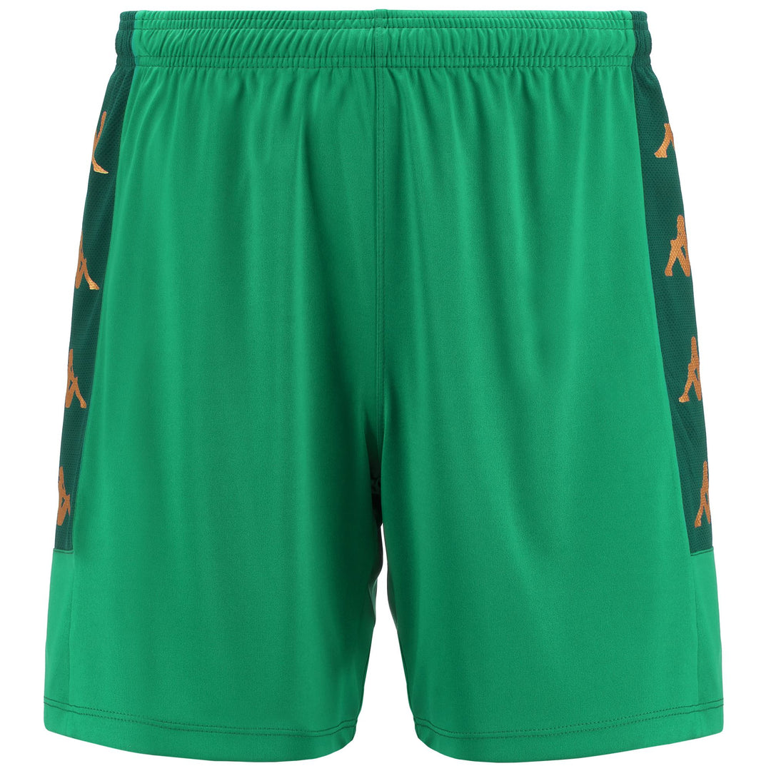 Green Men's Slim Fit Soccer Shorts in Interlock and Mesh Fabrics 01