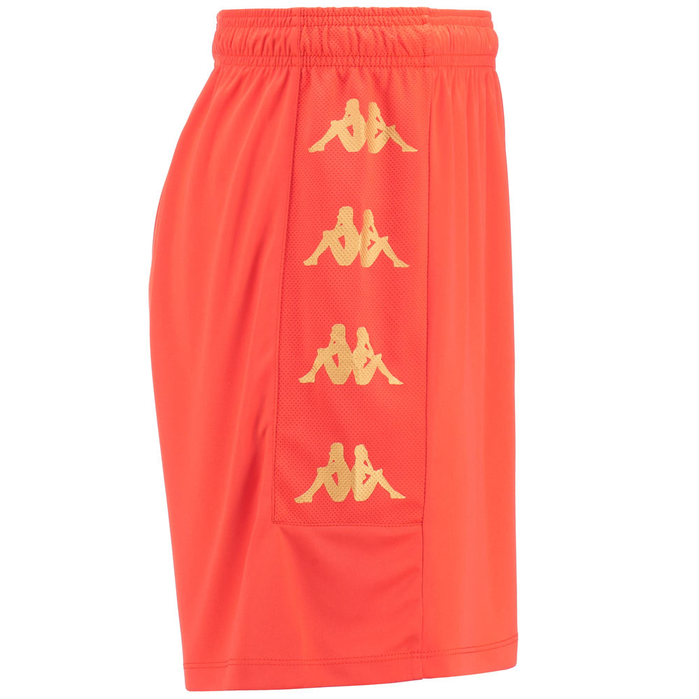 Pantalones cortos de fútbol ajustados de malla naranja para hombre 02