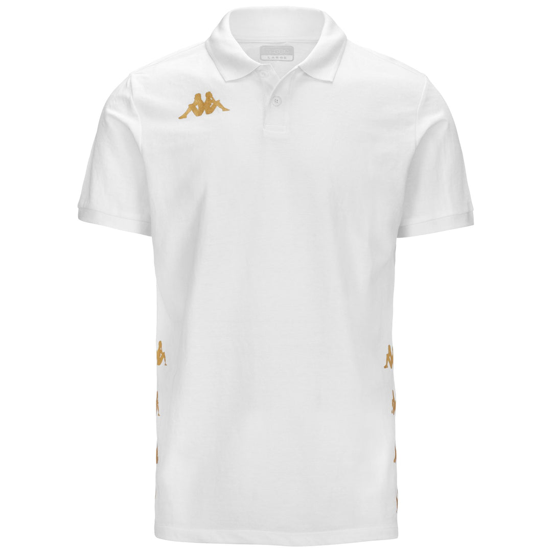 White Men's Slim Fit Polo Shirt in Piqué Fabric for Soccer 01