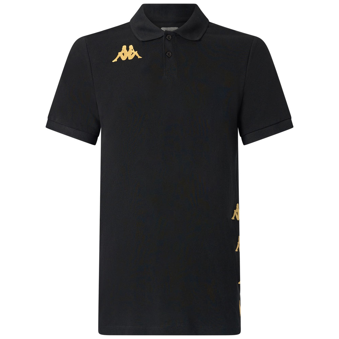 Polo de fútbol negro de corte entallado para hombre en tejido piqué 01