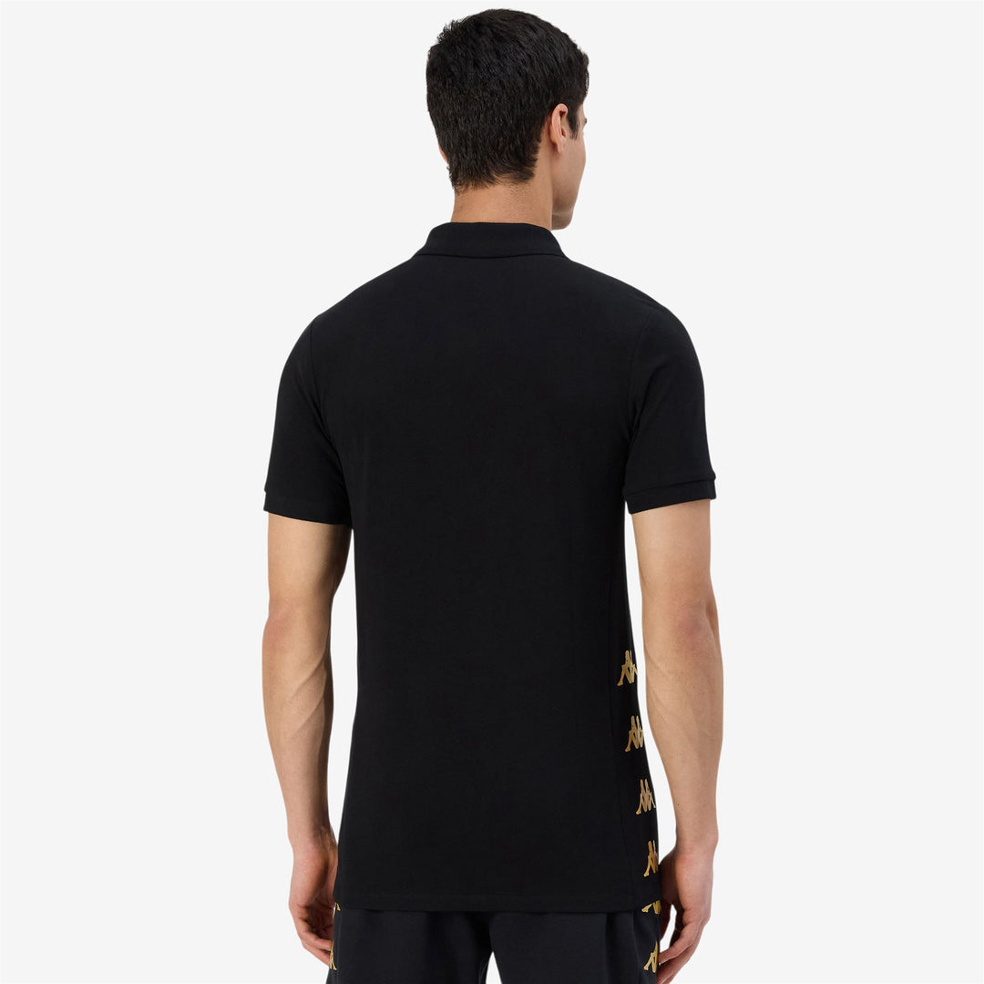 Black Men's Slim Fit Soccer Polo Shirt in Piqué Fabric main
