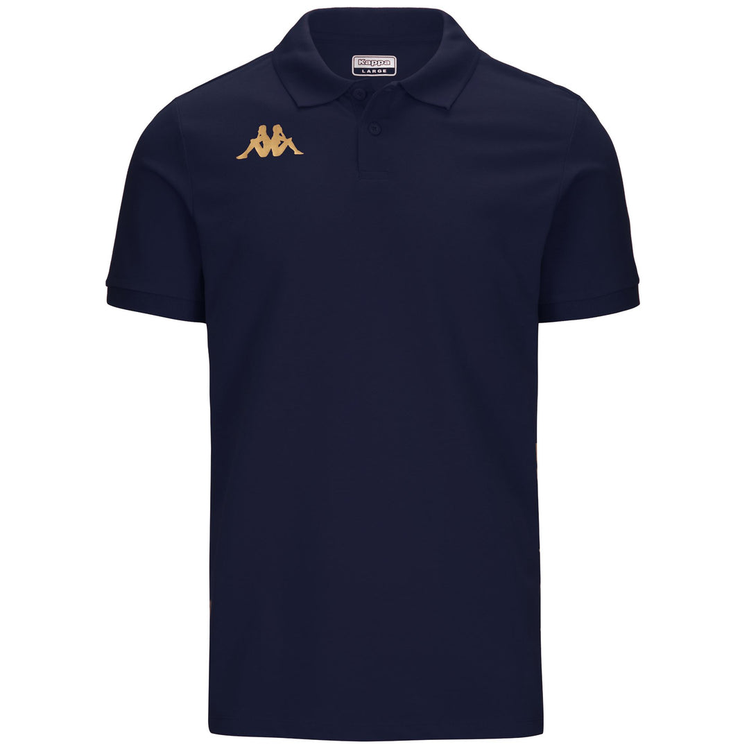 Polo azul de corte entallado para hombre en tejido piqué para fútbol main