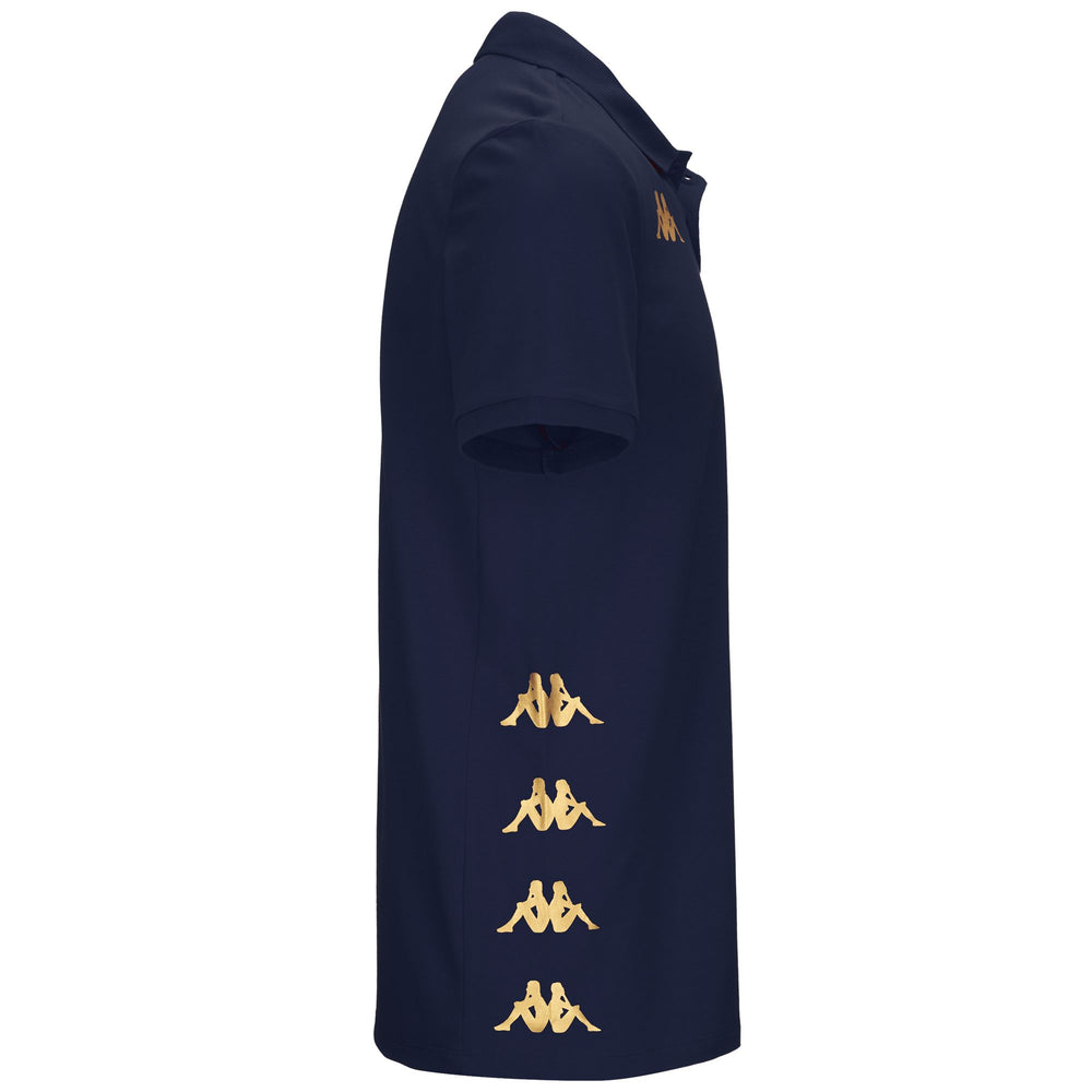 Polo azul de corte entallado para hombre en tejido piqué para fútbol 02