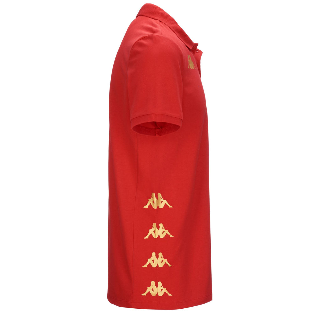 Polo de fútbol rojo ajustado para hombre con cuello acanalado main