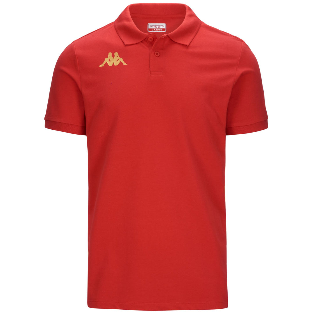 Red Men's Slim Fit Soccer Polo Shirt in Piquè Fabric 01