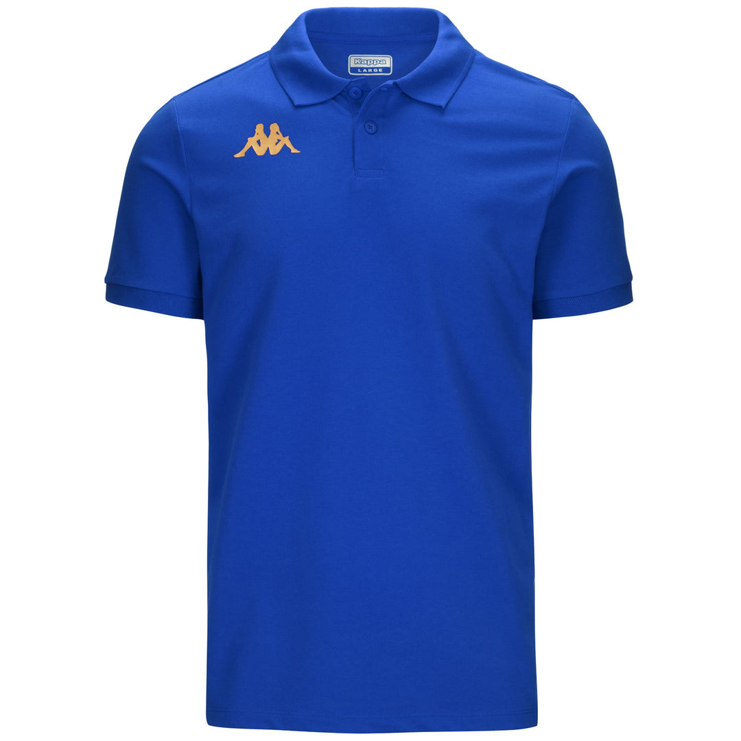 Blue Men's Slim Fit Polo Shirt in Piqué Fabric for Soccer 01
