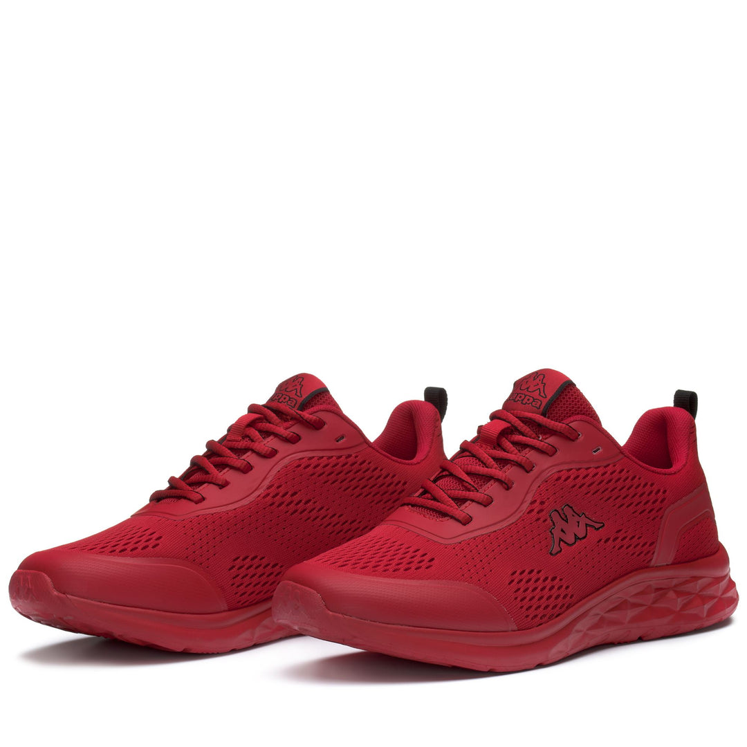 Red Black Unisex Low Cut Walking Sneakers with Mesh Upper 01