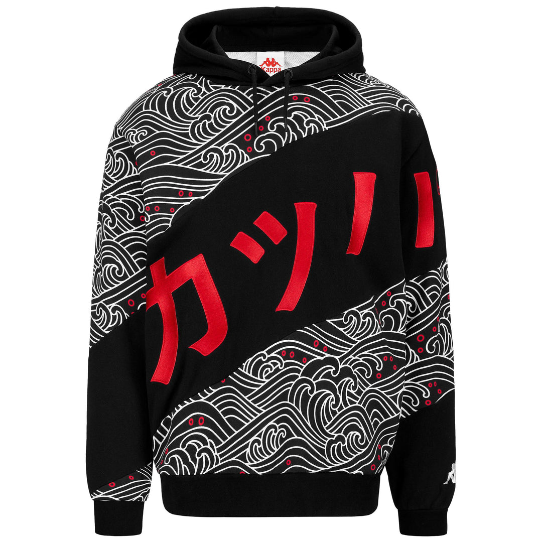 Felpa Sportiva in Pile Uomo Nera e Bianca con Cappuccio Regolabile 01