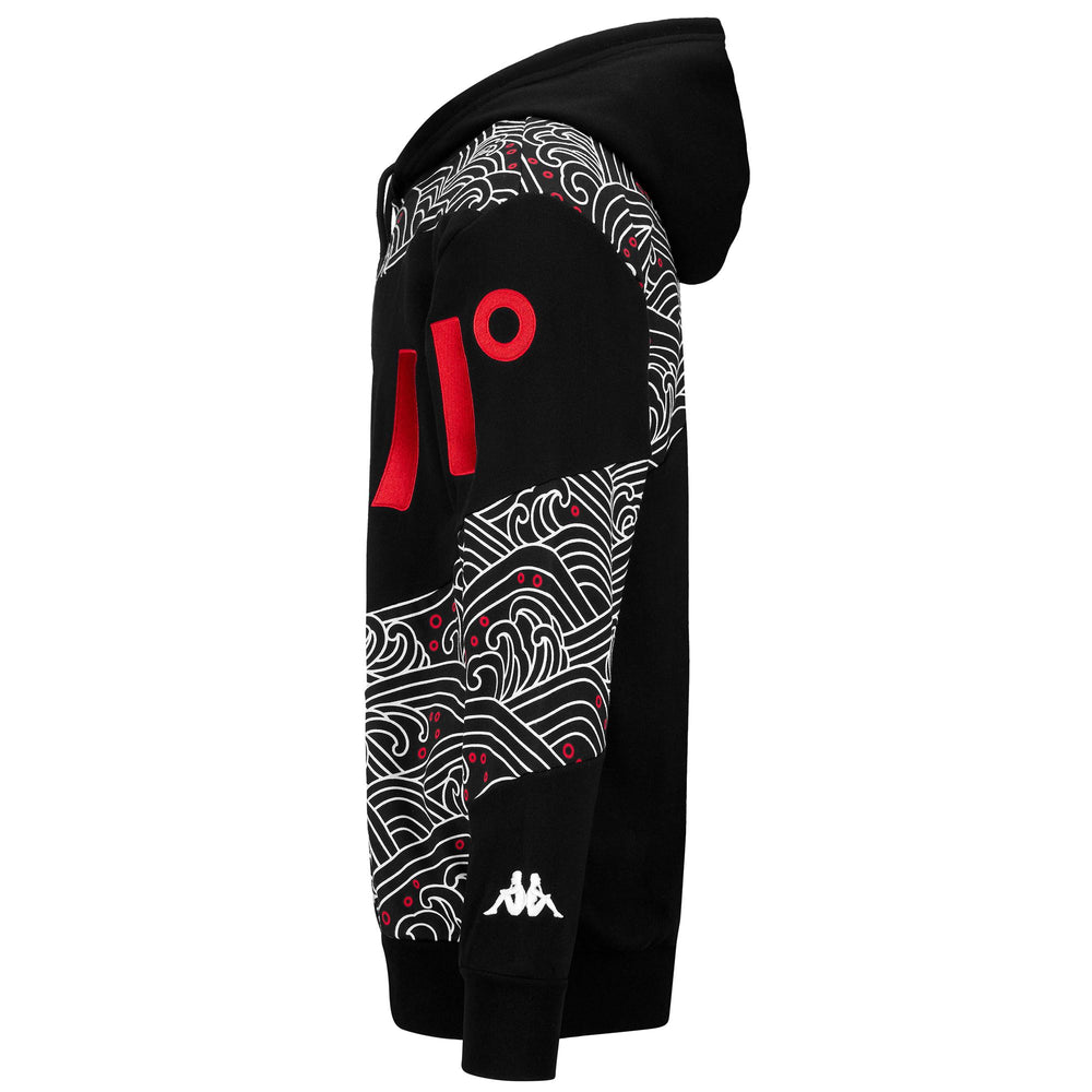 Felpa Sportiva in Pile Uomo Nera e Bianca con Cappuccio Regolabile 02