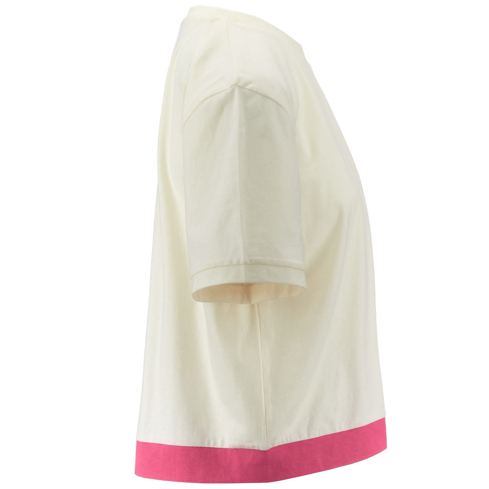 T-ShirtsTop Woman LOGO FLUSSA T-Shirt WHITE WHISPER - PINK FANDANGO Dressed Front (jpg Rgb)	