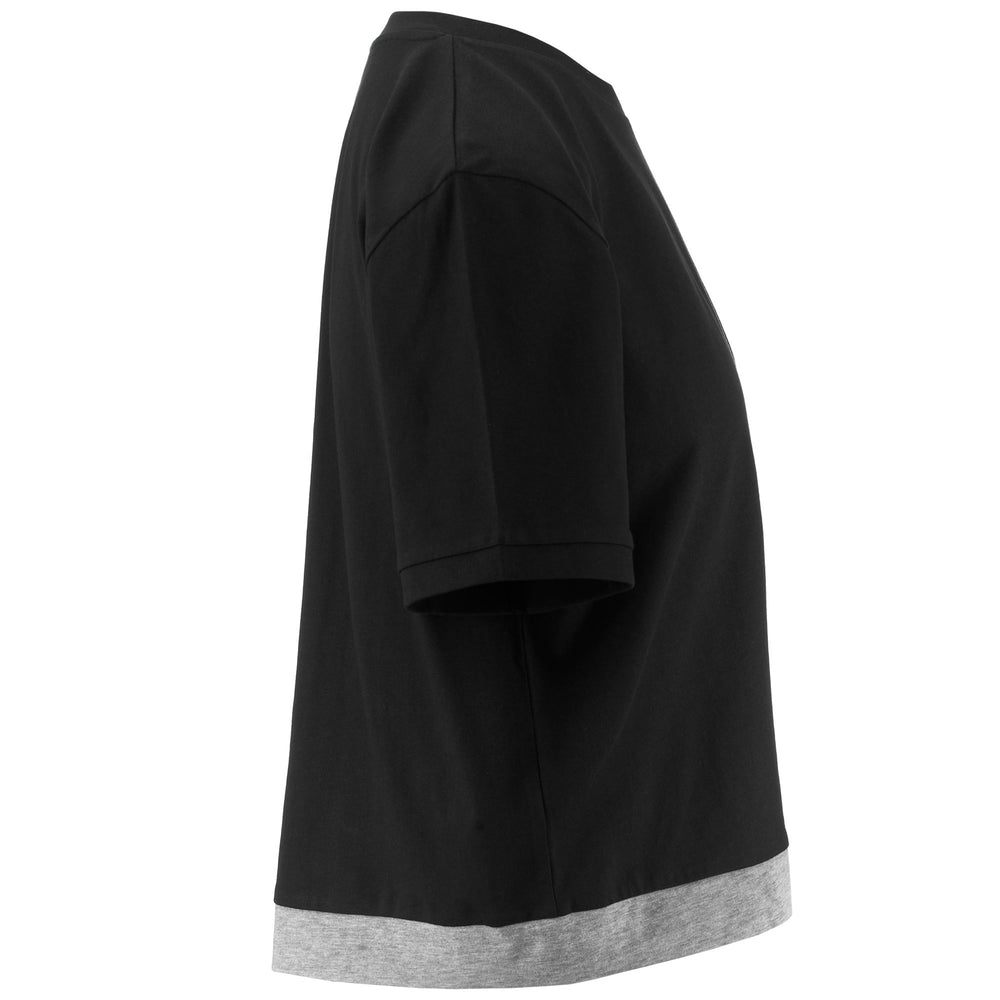 T-ShirtsTop Woman LOGO FLUSSA T-Shirt BLACK - GREY MD MEL Dressed Front (jpg Rgb)	