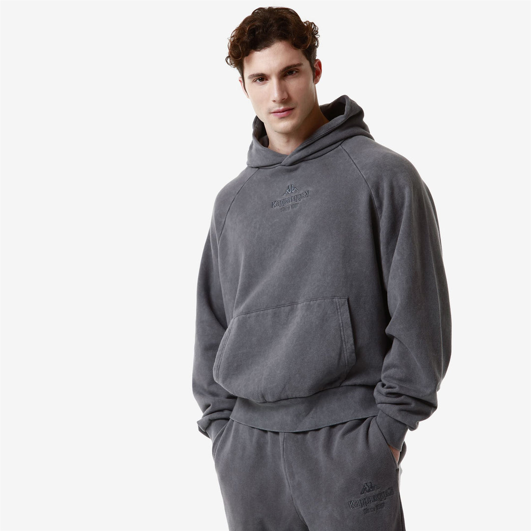 Fleece Man AUTHENTIC PREMIUM LOME Jumper GREY ANTHRACITE-GREY MAGNET Dressed Front Double		