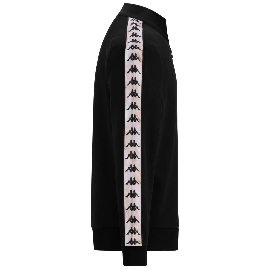 Maglione in pile da uomo nero con mezza zip e nastro grafico main