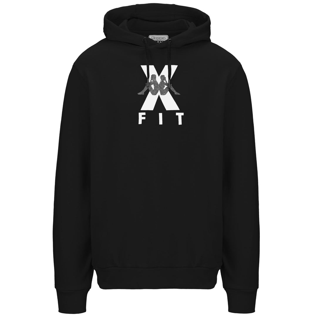 Black Men's Hooded Fleece Workout Jumper with Graphic Logo 01