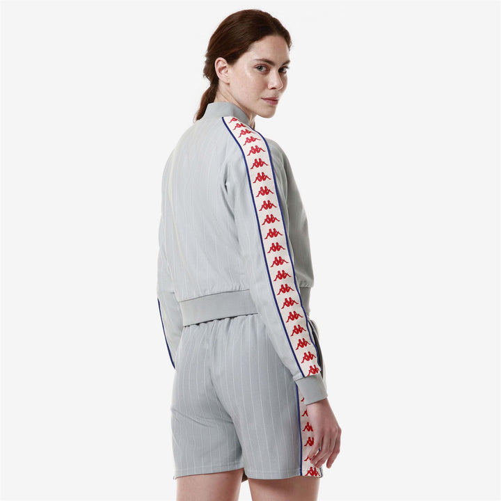 Fleece Woman 222 BANDA LENA Jacket GREY-WHITE ANTIQUE-BLUE ROYAL Detail Double				