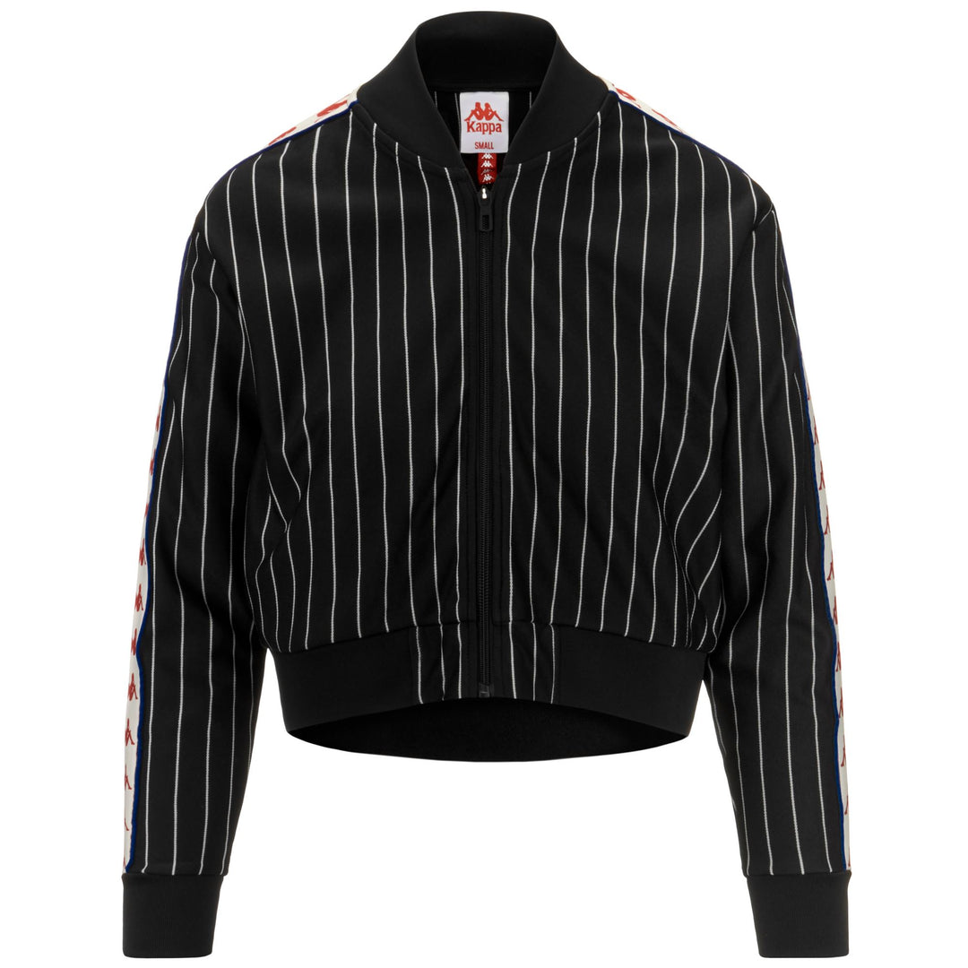 Chaqueta deportiva corta de polar para mujer, en blanco y negro, con rayas jacquard main