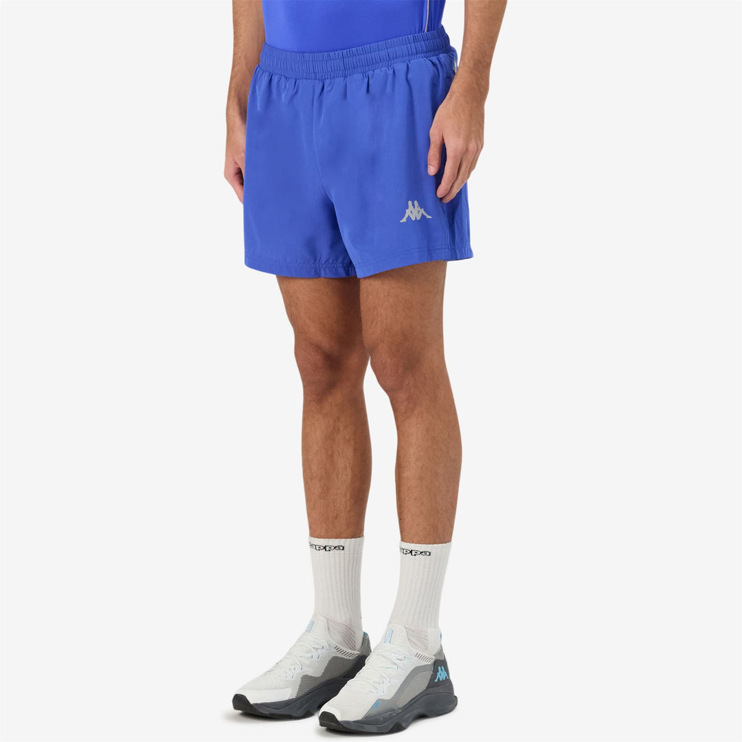 Short de course bleu pour homme, coupe classique, avec slip intérieur en mesh main