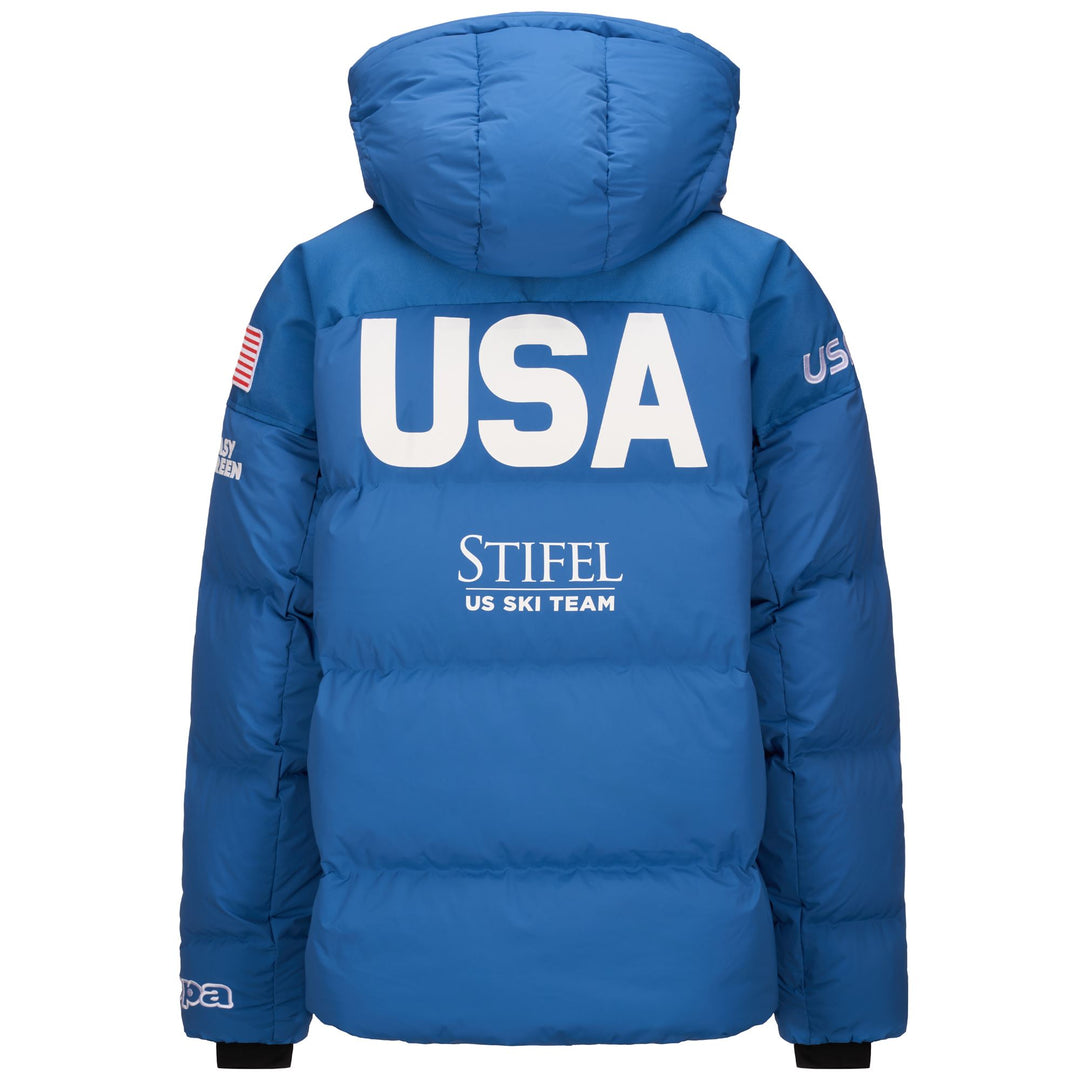 Doudoune de ski unisexe bleue épaisse avec protection imperméable main