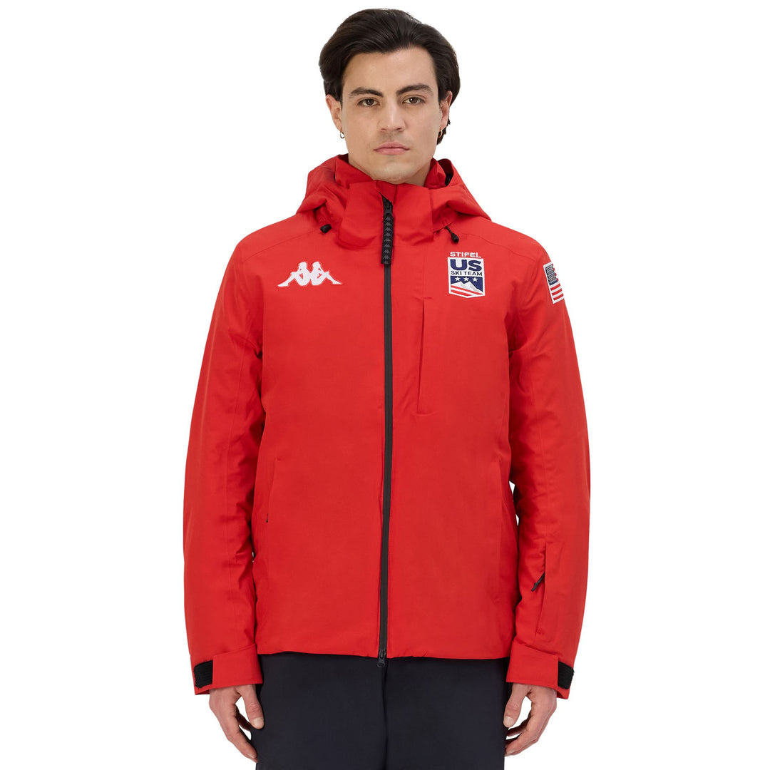 Red Men's Waterproof Ski Jacket with Down Padding main