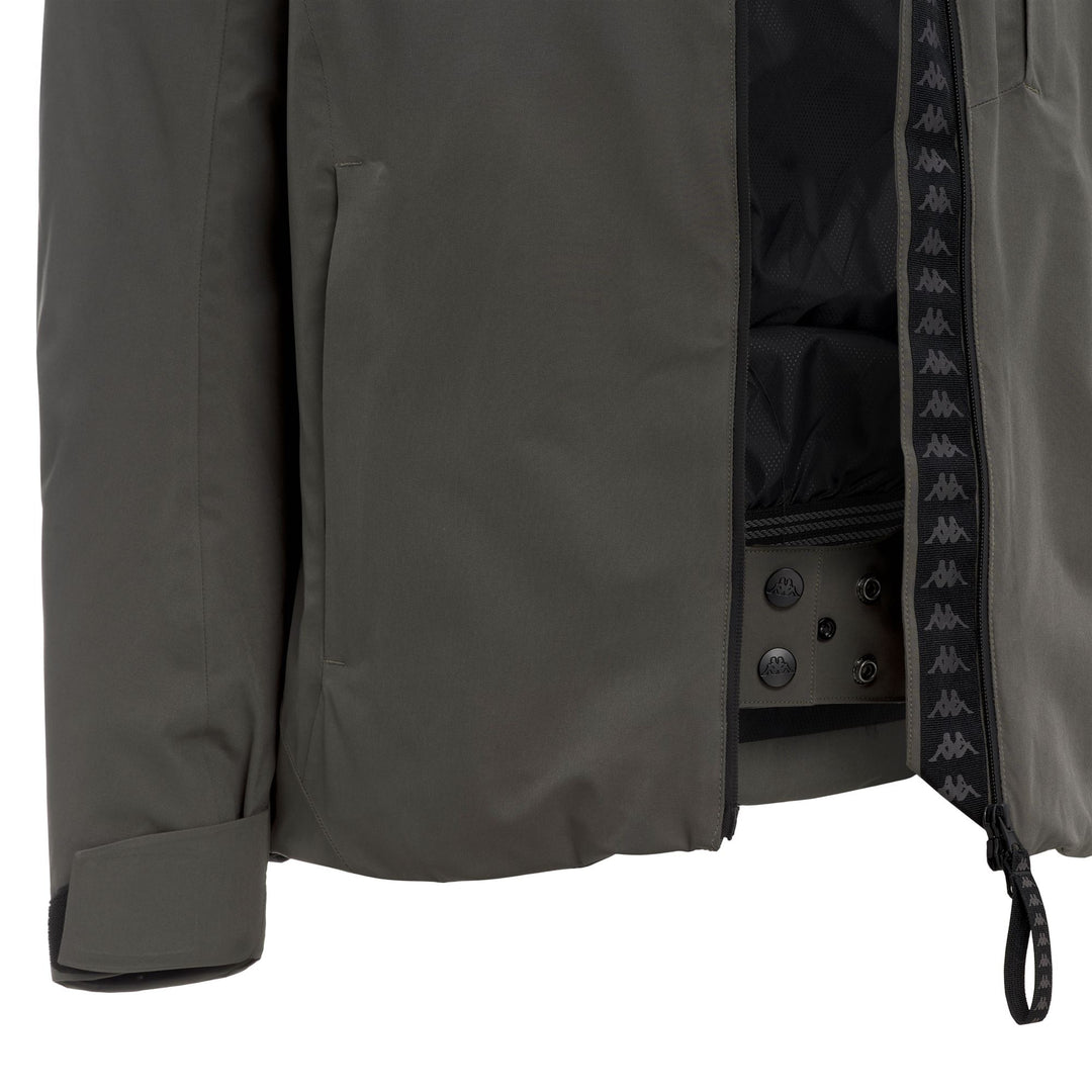 Giacca da sci impermeabile da uomo verde con imbottitura in piuma main