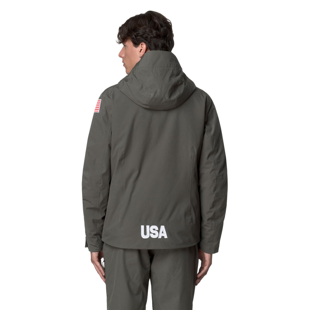 Veste de ski homme verte, coupe ajustée, matelassée et imperméable main