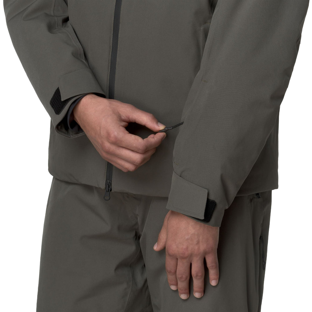 Giacca da sci impermeabile da uomo verde con imbottitura in piuma main