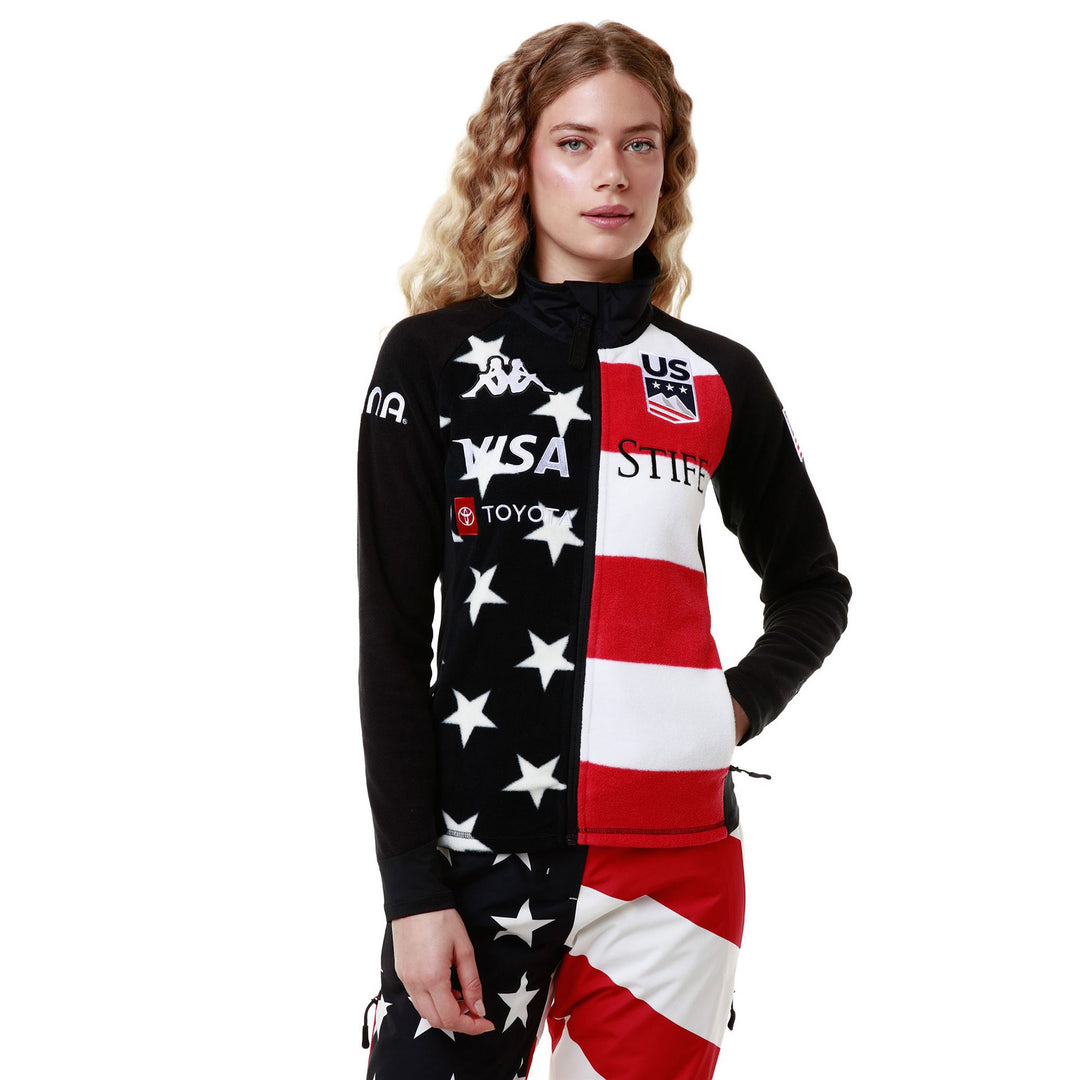 Chaqueta polar de esquí azul marino para mujer con inserciones cortavientos main