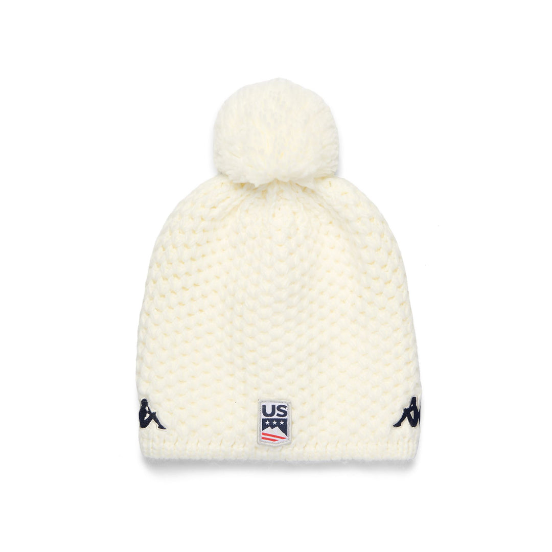 White Unisex Knit Hat with Pon Pon and Polar Lining 01