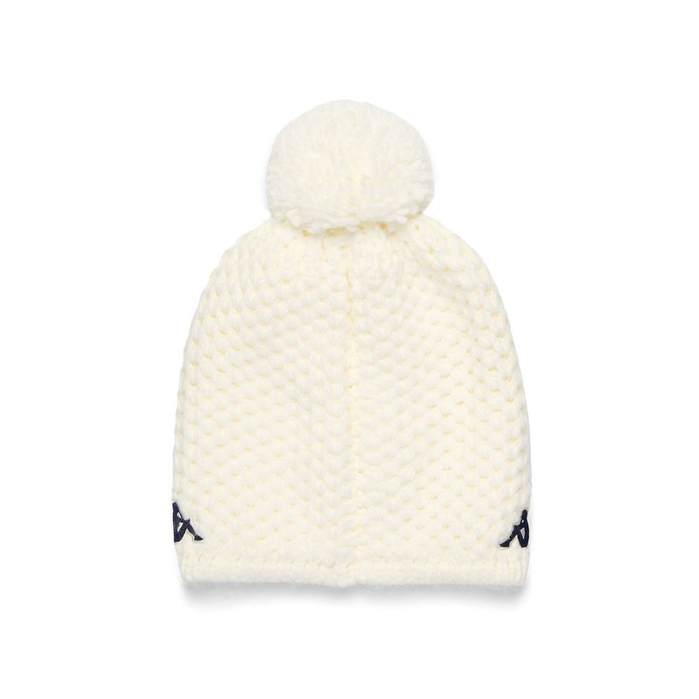 White Unisex Knit Hat with Pon Pon and Polar Lining 02