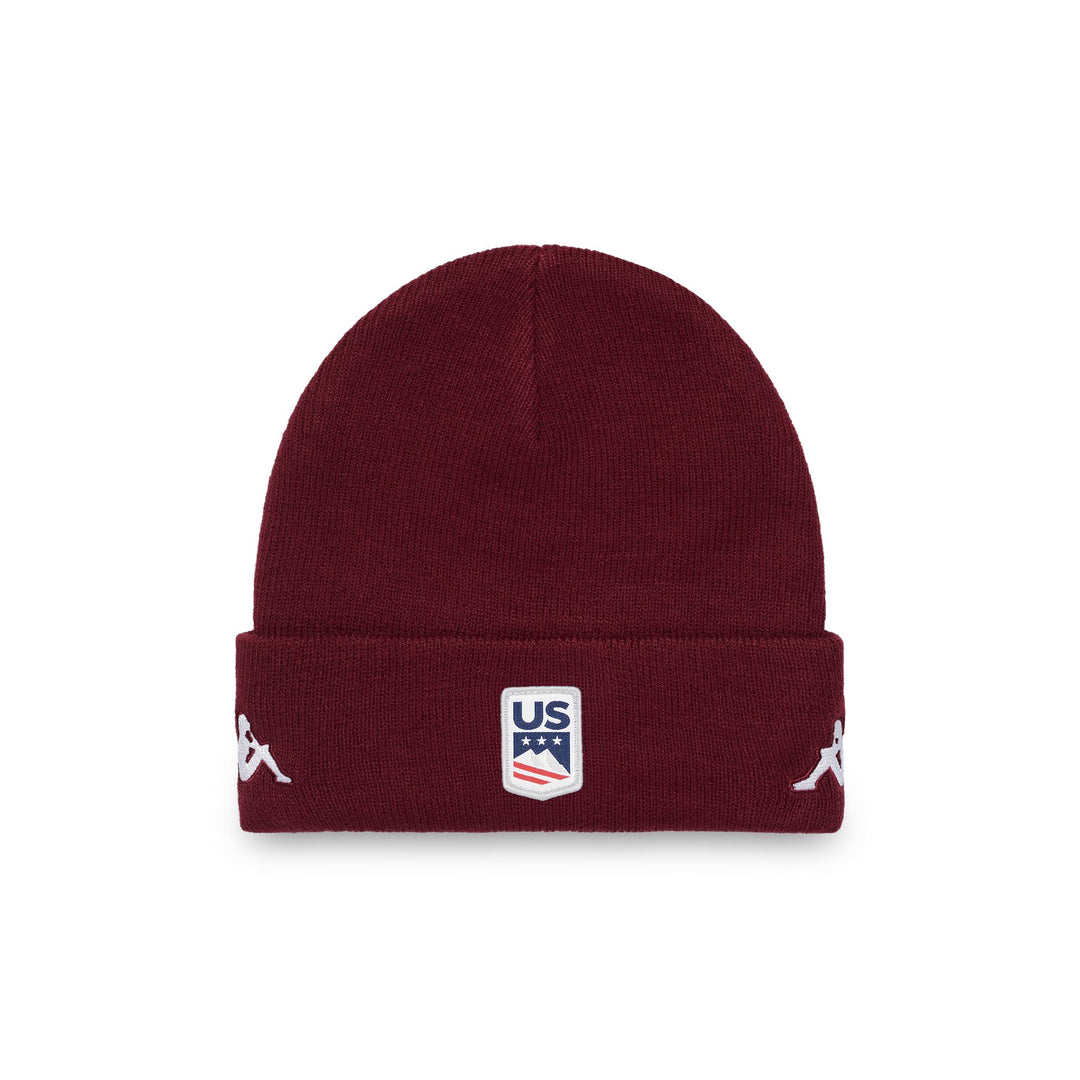 Red Unisex Beanie Hat with Omini Logos for Ski and Snowboard main