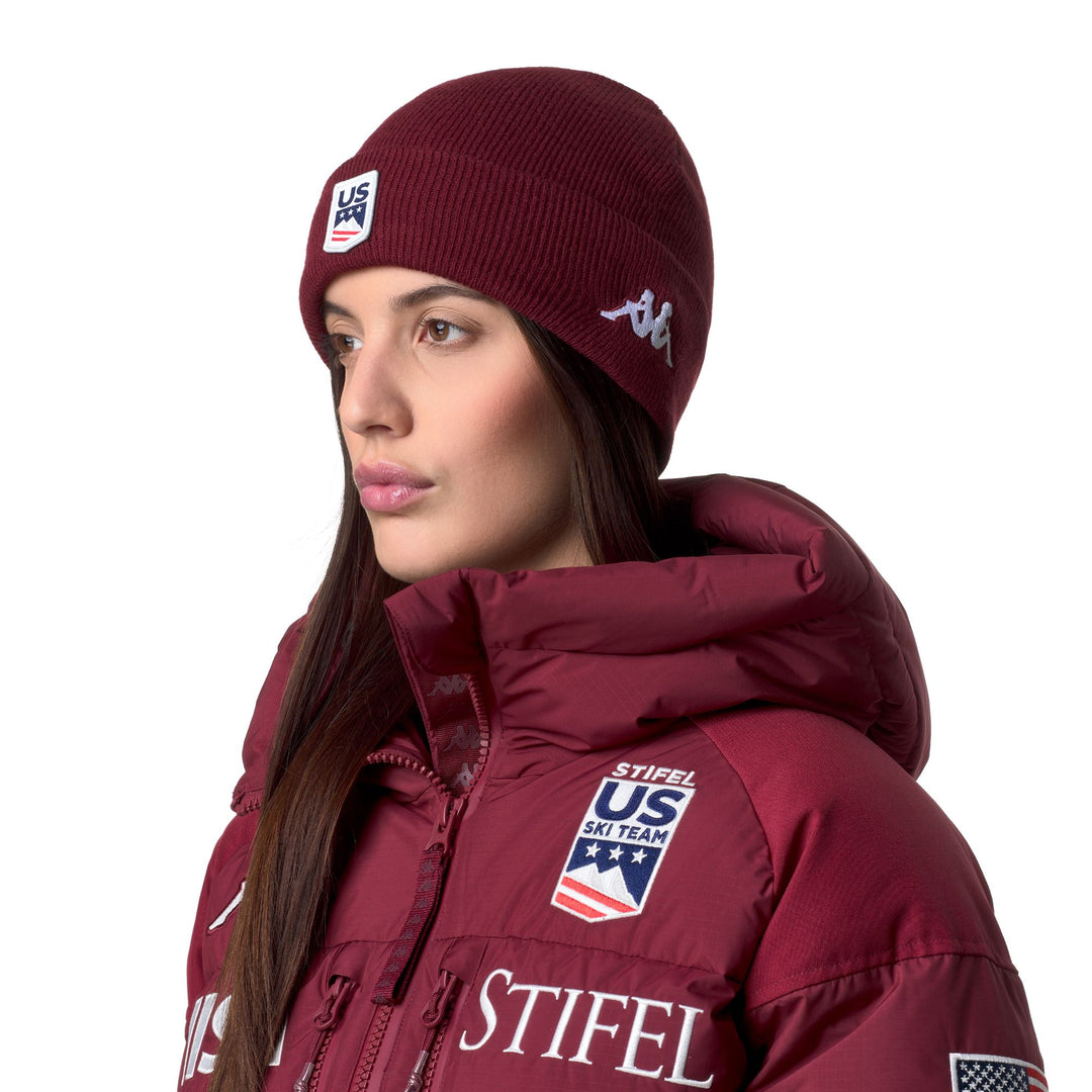 Red Unisex Beanie Hat with Omini Logos for Ski and Snowboard 01