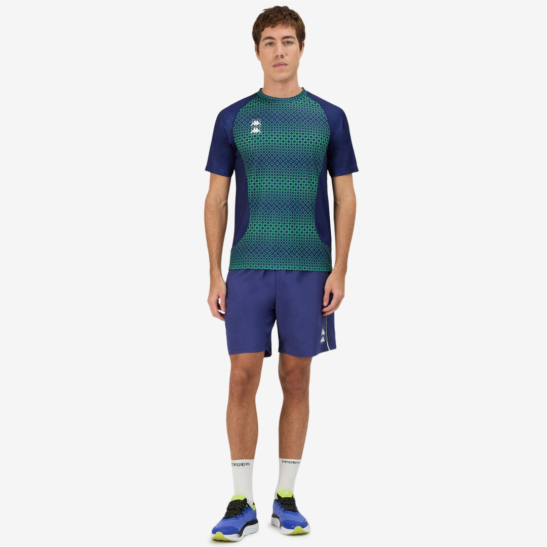 Fluo Blue Men's Padel Active Jersey Shirt with Geometric Design 01