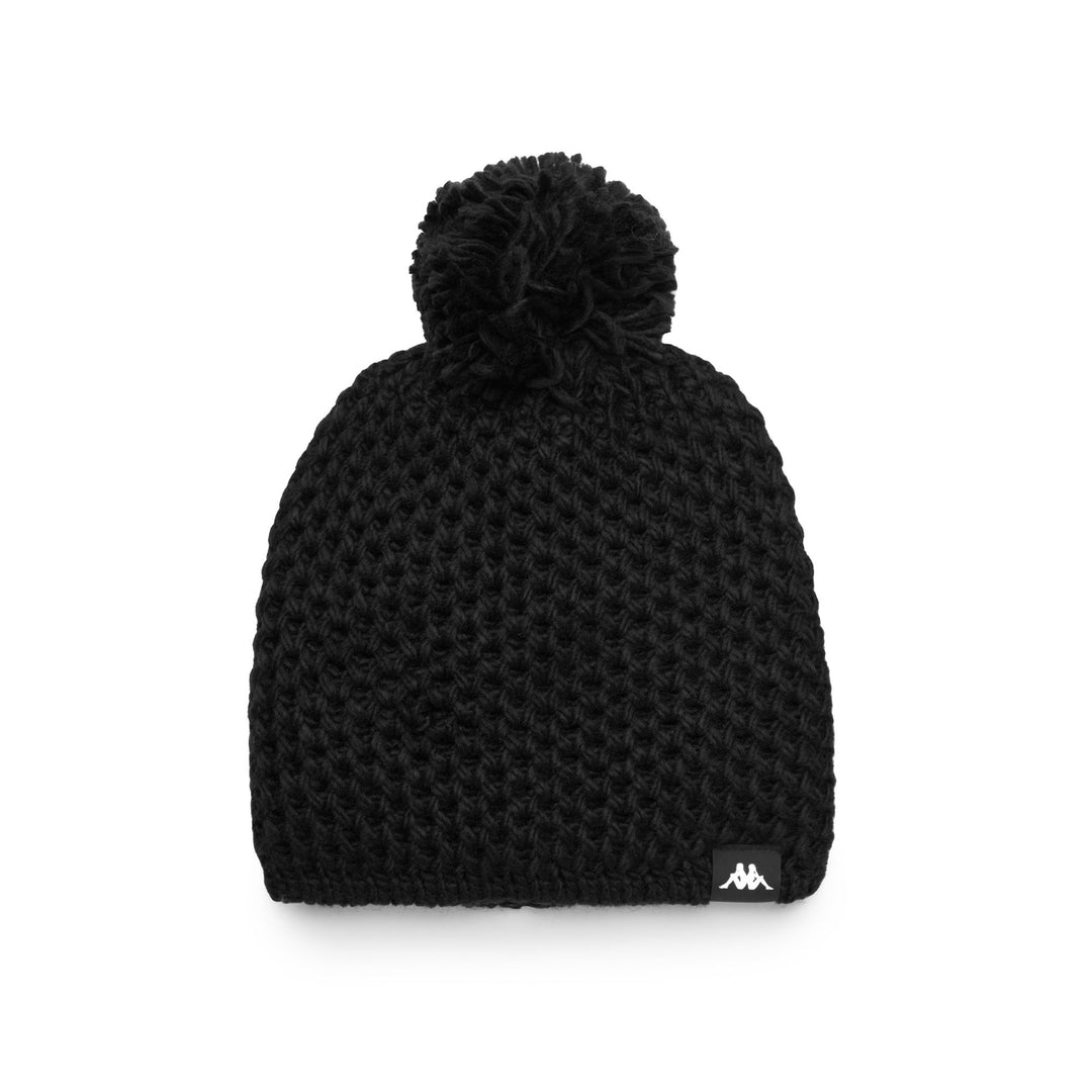 Gorro unisex de punto acrílico negro con pon pon y forro polar 01